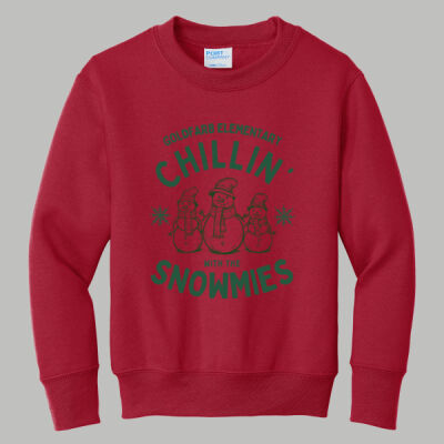Youth Crewneck - Winter - Chillin With The Snowmies Green Thumbnail