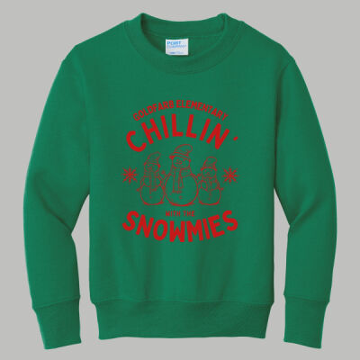 Youth Crewneck - Winter - Chillin With The Snowmies Red Thumbnail