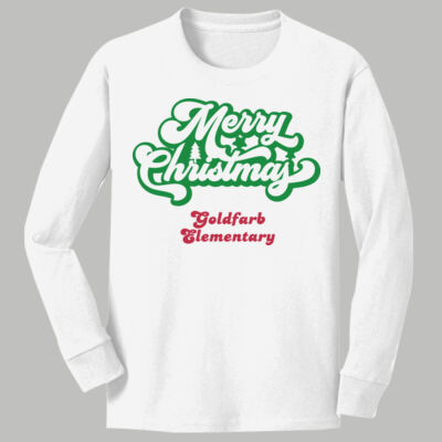 Youth Long Sleeve Shirt - Winter - Merry Christmas Red and Green  Thumbnail