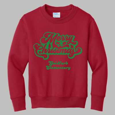 Youth Crewneck - Winter - Merry Christmas Green Thumbnail