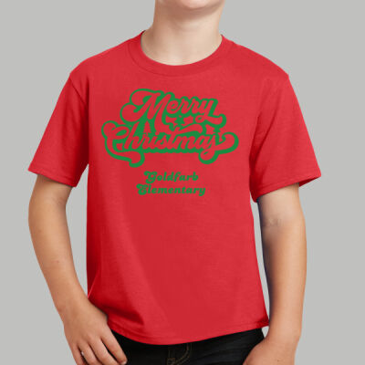Youth T-Shirt - Winter - Merry Christmas Green Thumbnail