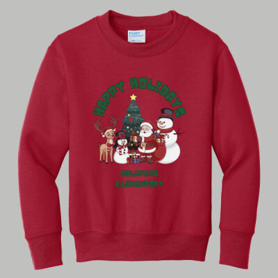 Youth Crewneck - Winter - Happy Holidays Green Thumbnail