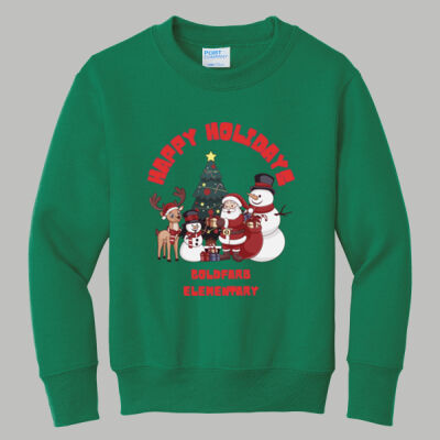 Youth Crewneck - Winter - Happy Holidays Red Thumbnail