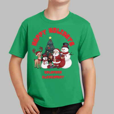 Youth T-Shirt - Winter - Happy Holidays Red Thumbnail