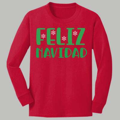 Youth Long Sleeve Shirt - Winter  - Feliz Navidad Green Thumbnail